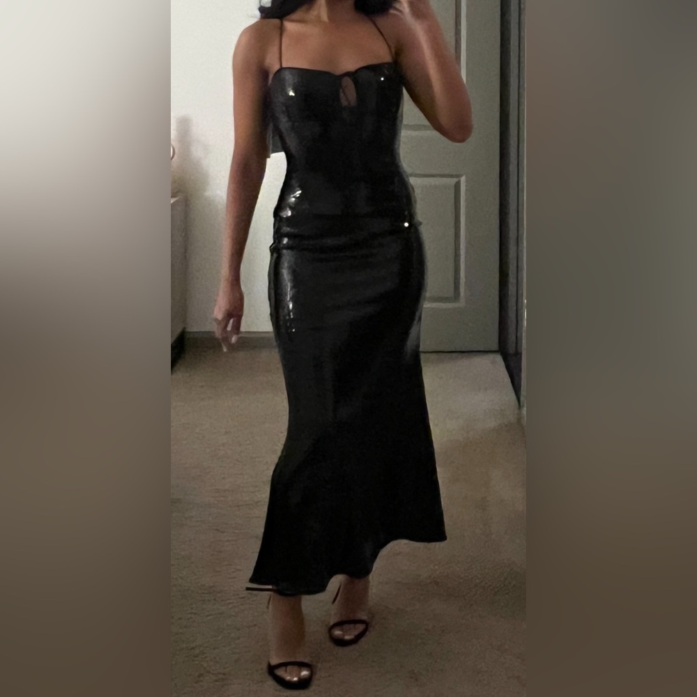 Elegant Black Sequin Evening Gown
